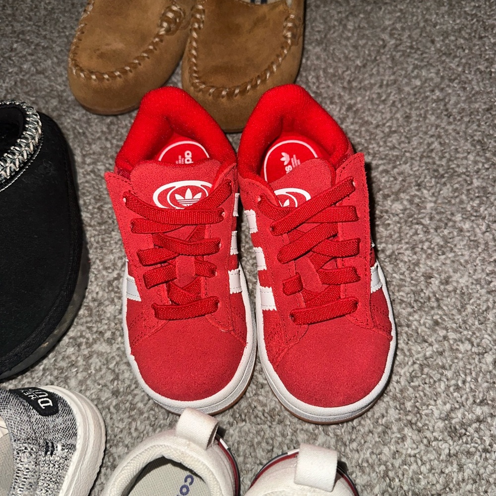 Adidas Kids Red and White Sneakers